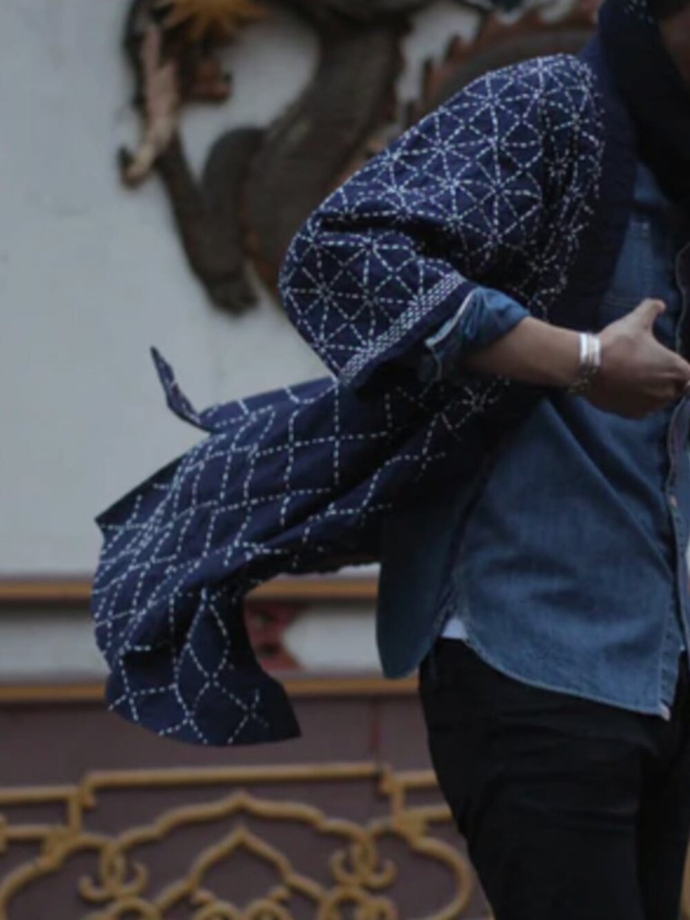 kiriko hand-stitched sashiko cotton haori jacket - Picture 14 of 14